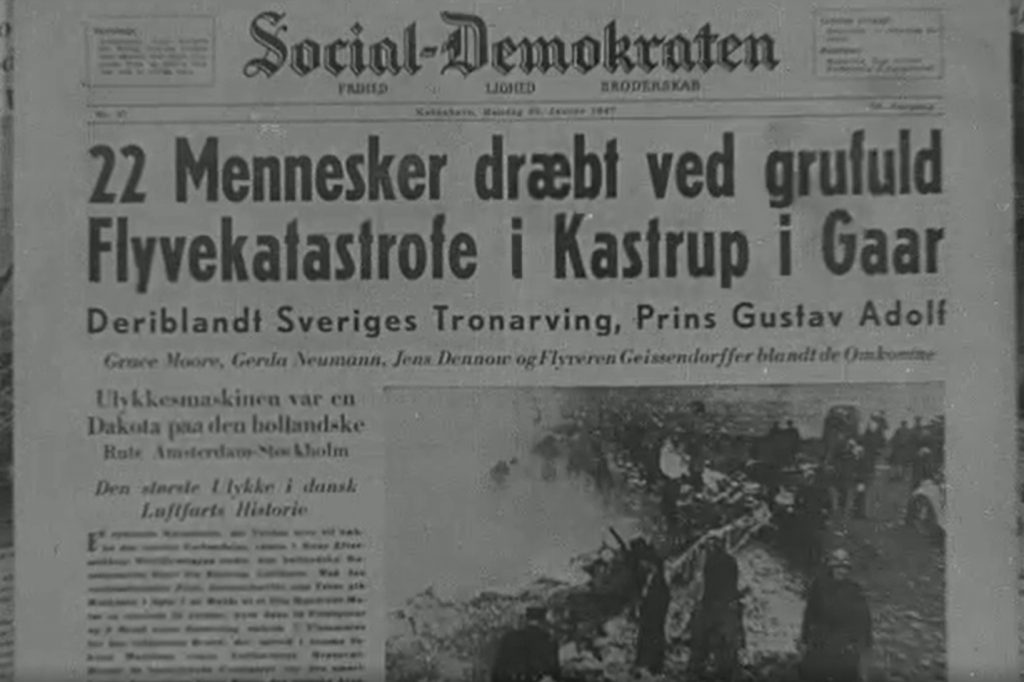 Forsiden af Social-Demokraten dagen efter flystyrtet